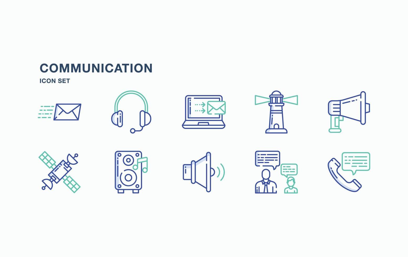 conjunto de iconos de comunicación y tecnología vector