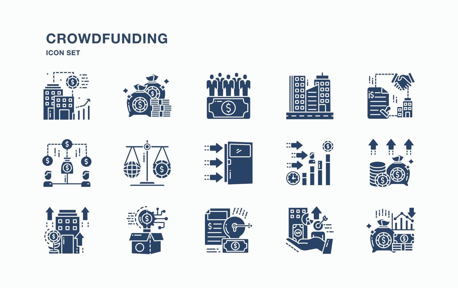 Crowdfunding and business icon set vector
