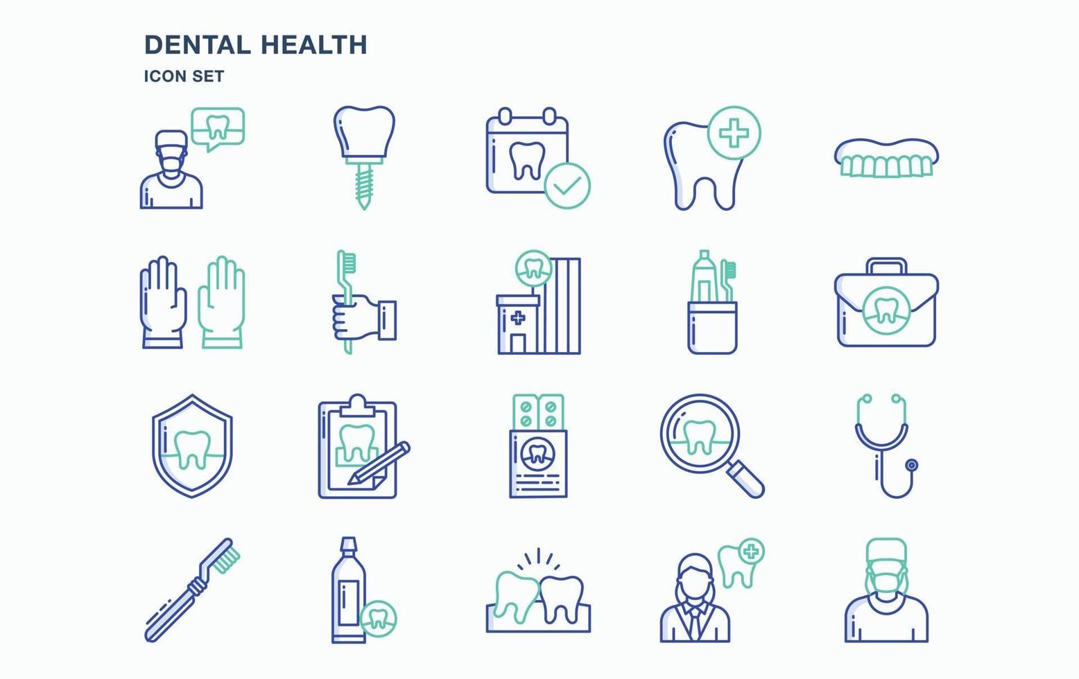 conjunto de iconos de salud dental y odontología vector