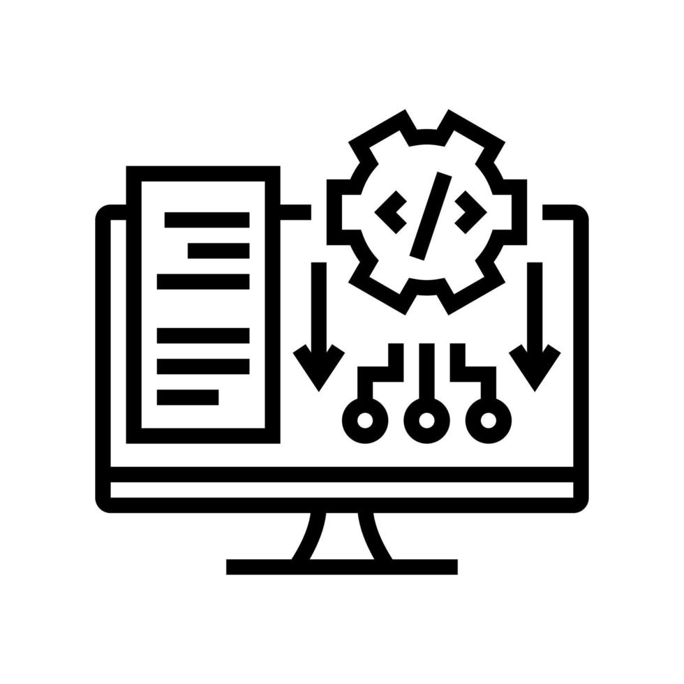 ilustración de vector de icono de línea de sistema de software