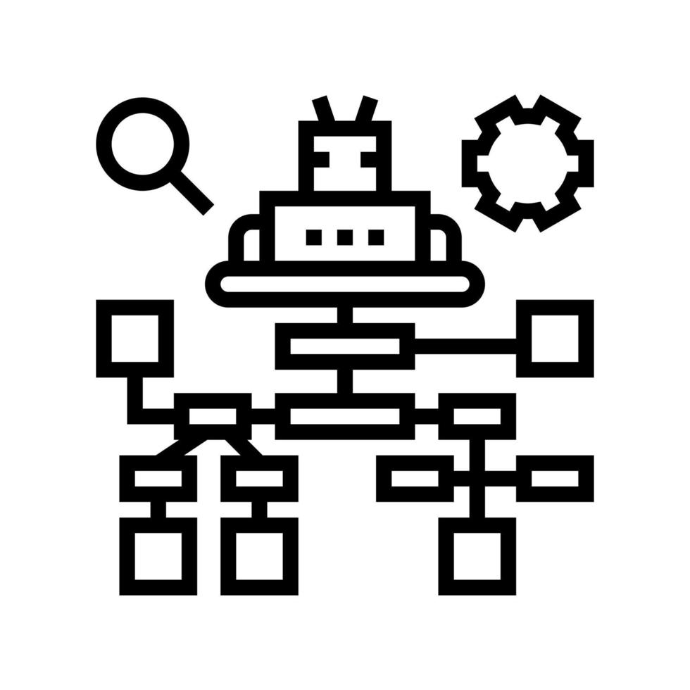 debug researching and fixing line icon vector illustration