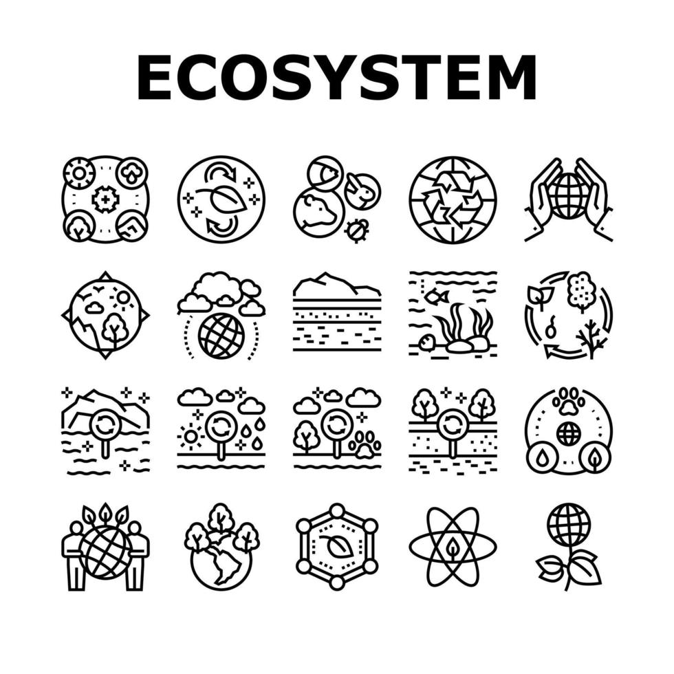 Ecosystem Environment Collection Icons Set Vector