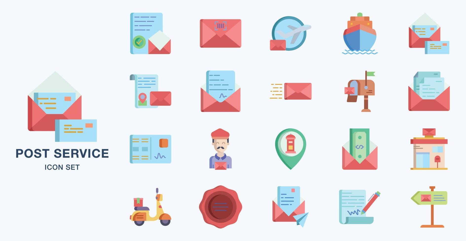 Postal Service icon set vector