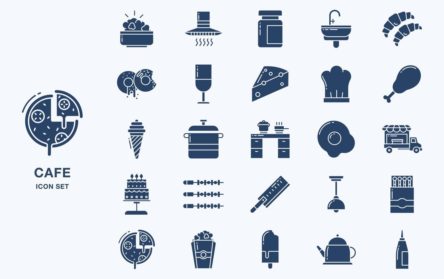 Set of Cafe and restaurant vector icon