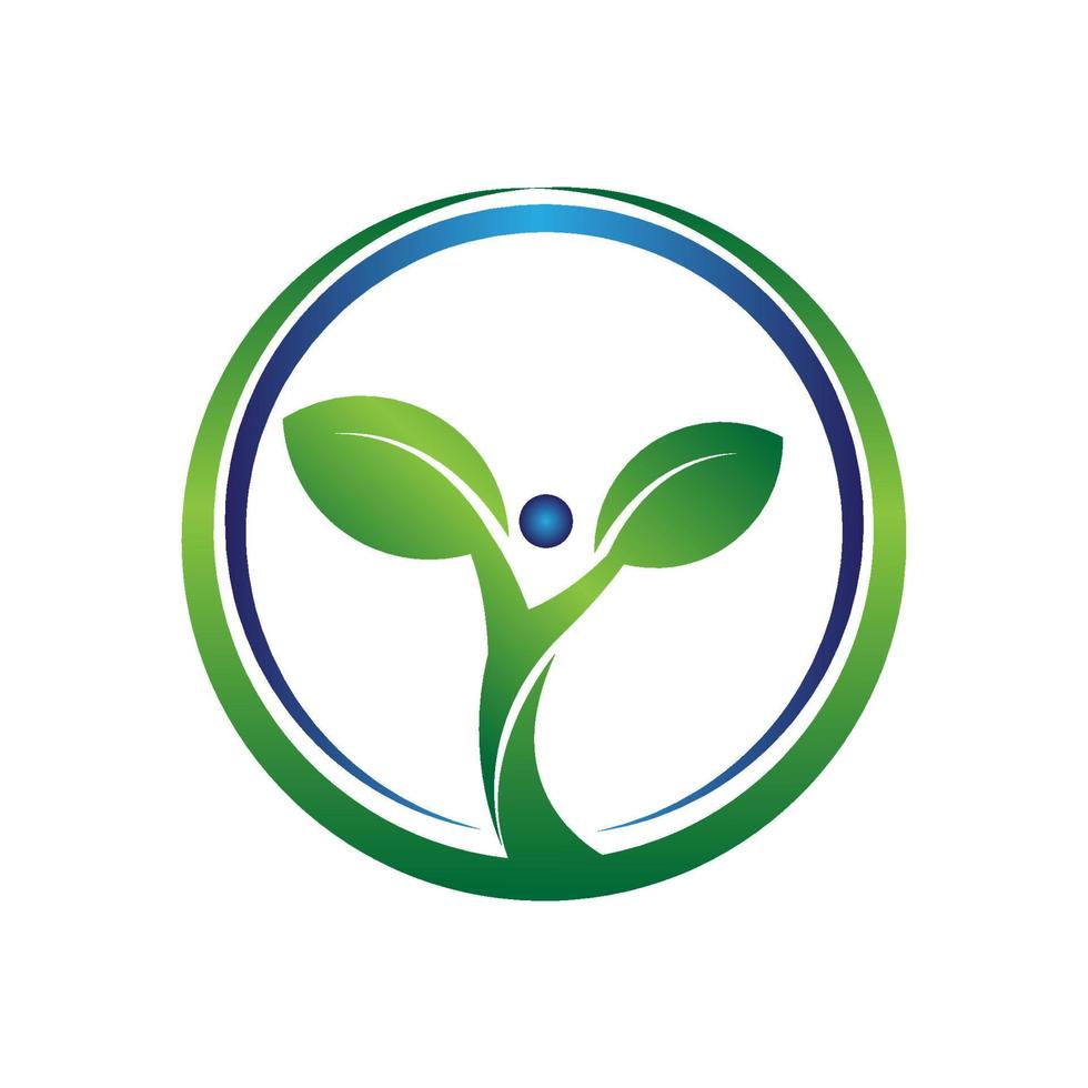 logotipo de la planta verde y azul del círculo para la empresa de inversión vector
