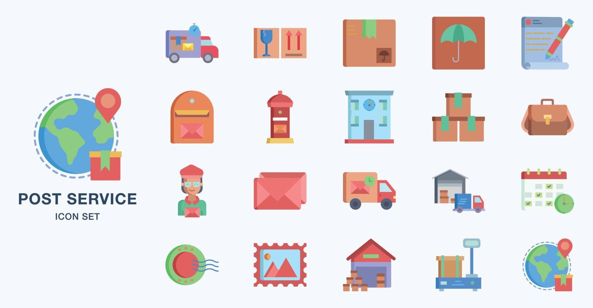 Postal Service icon set vector