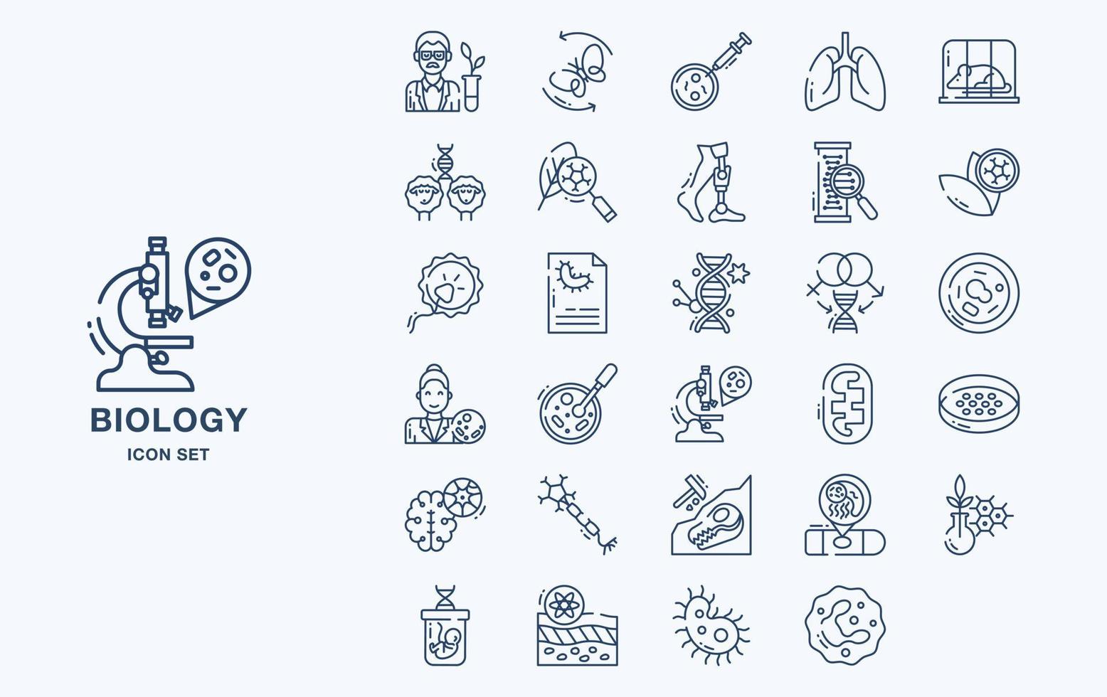 Set of biology study material icons vector