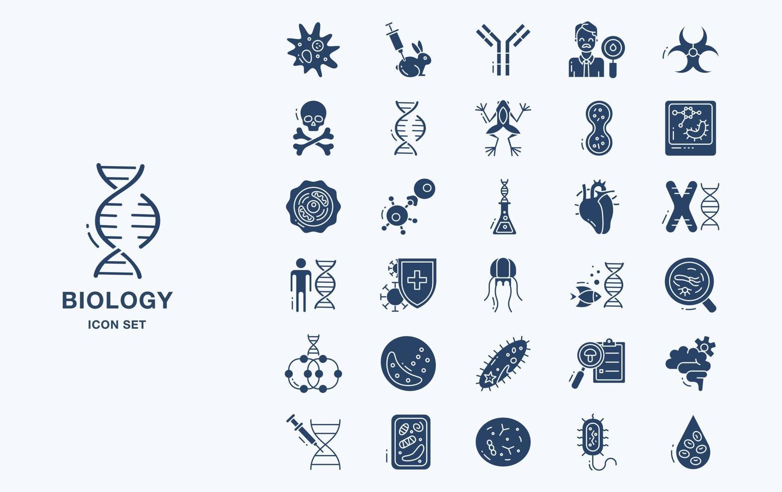 conjunto de iconos de material de estudio de biología vector