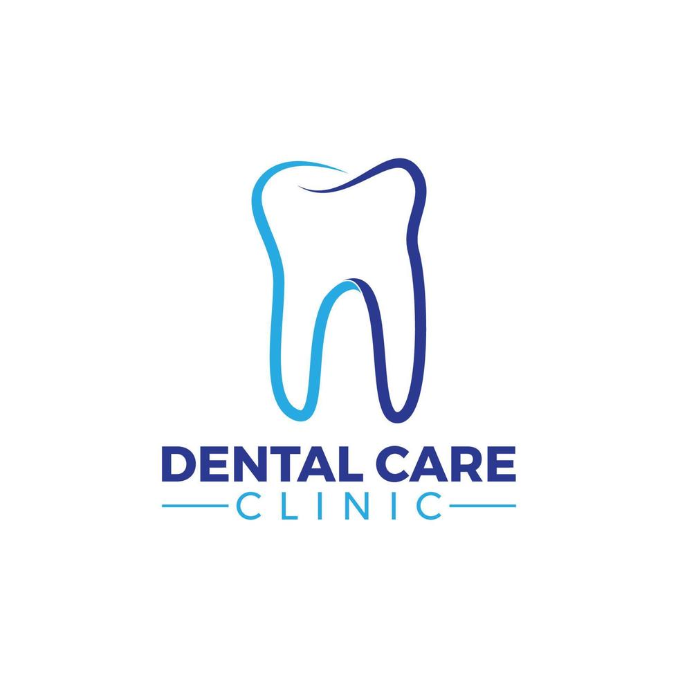 logotipo de la clínica de atención dental de línea moderna azul vector