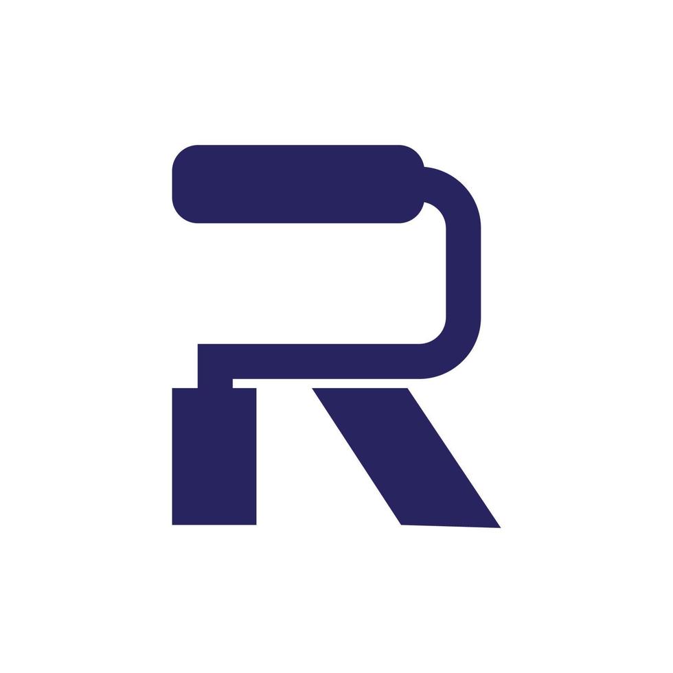 letter R paint roller logo concept vector