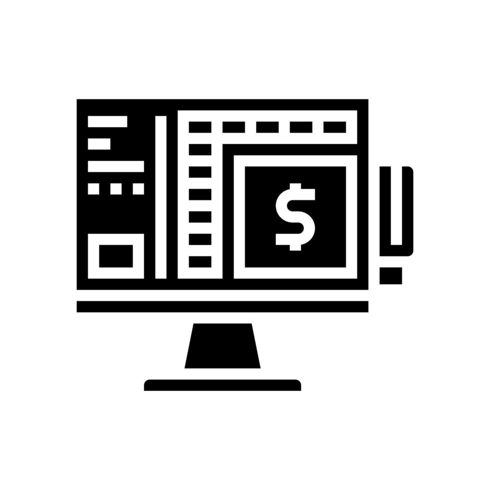 shop self service pos terminal computer glyph icon vector illustration