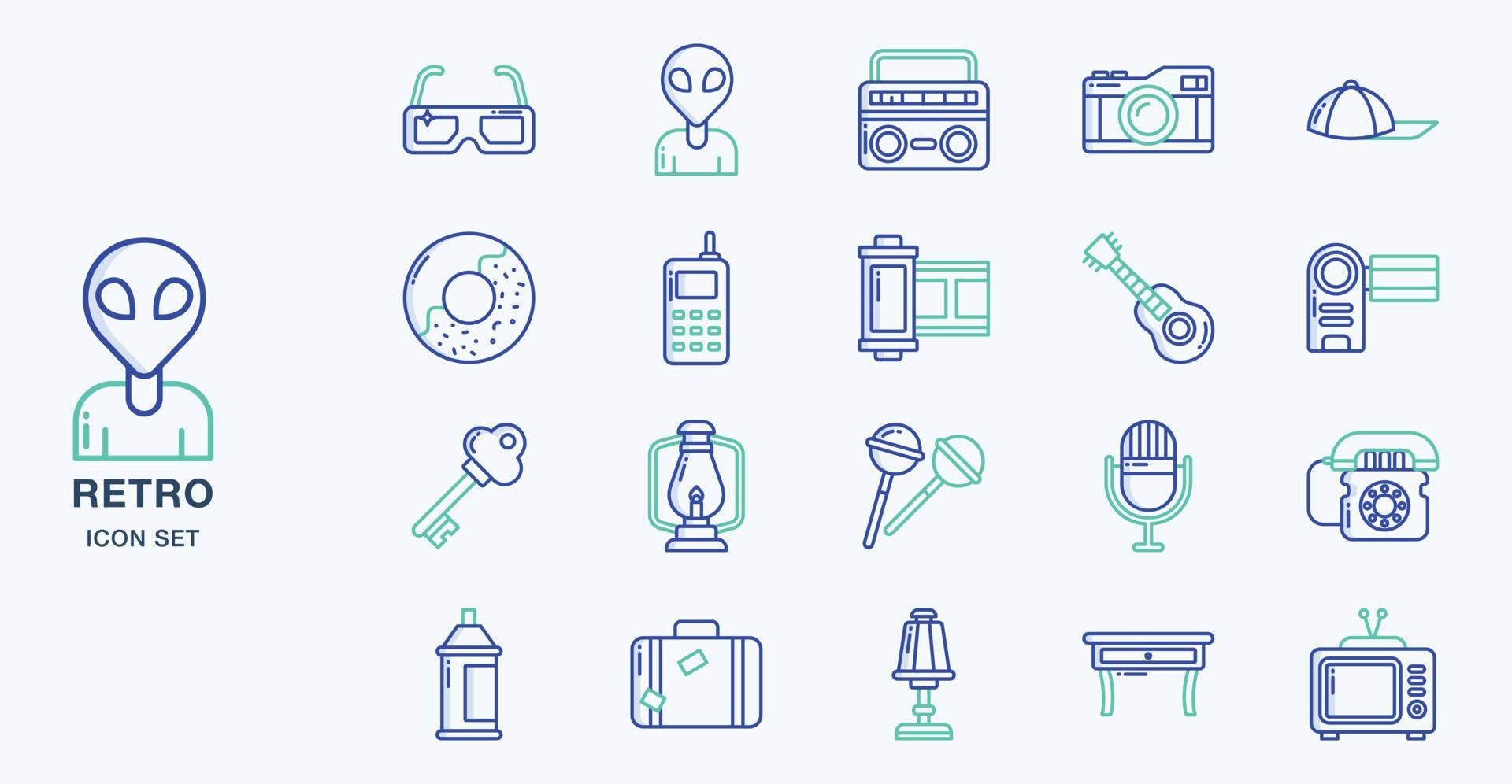Retro and Vintage icon set 10398005 Vector Art at Vecteezy