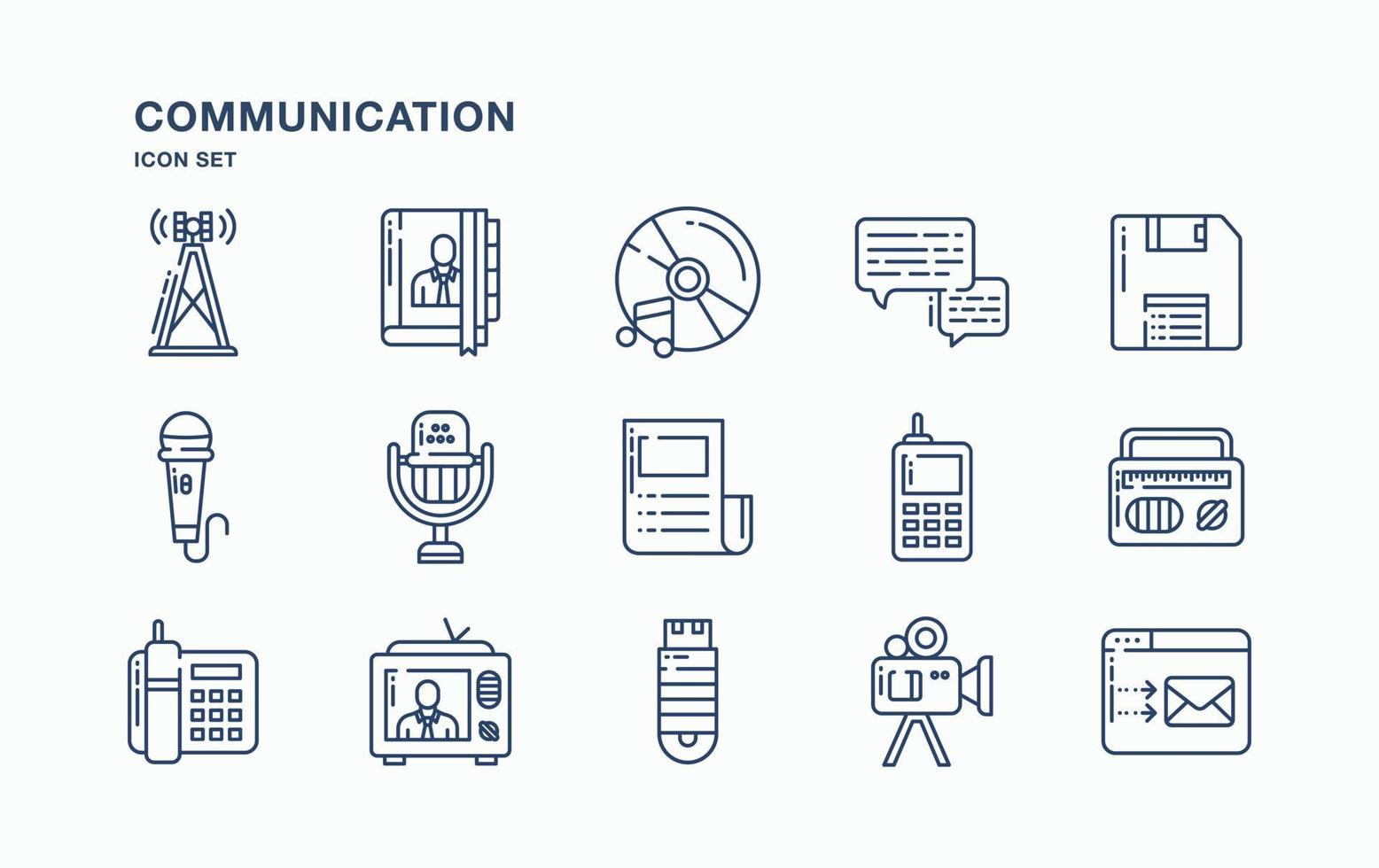 Communication and Technology icon set vector