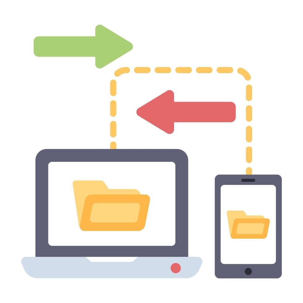 Conceptual flat design icon of online data transfer vector