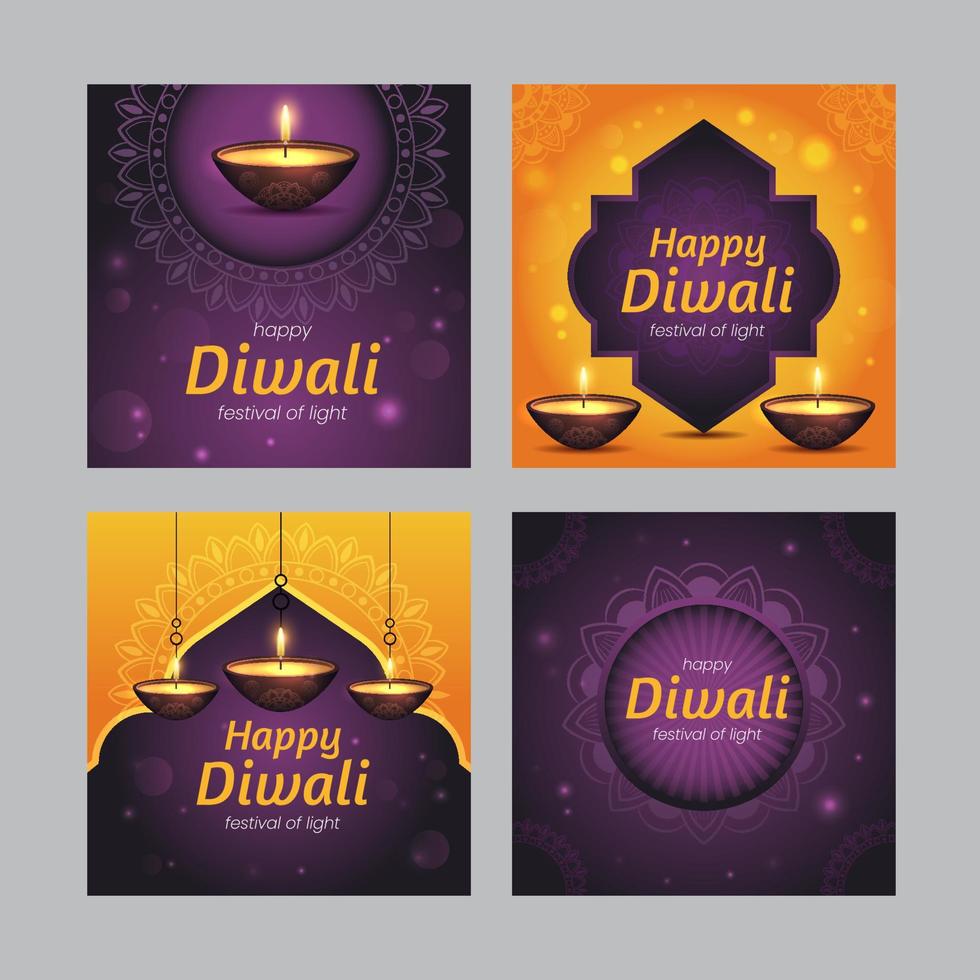 Diwali Social Media Templates vector