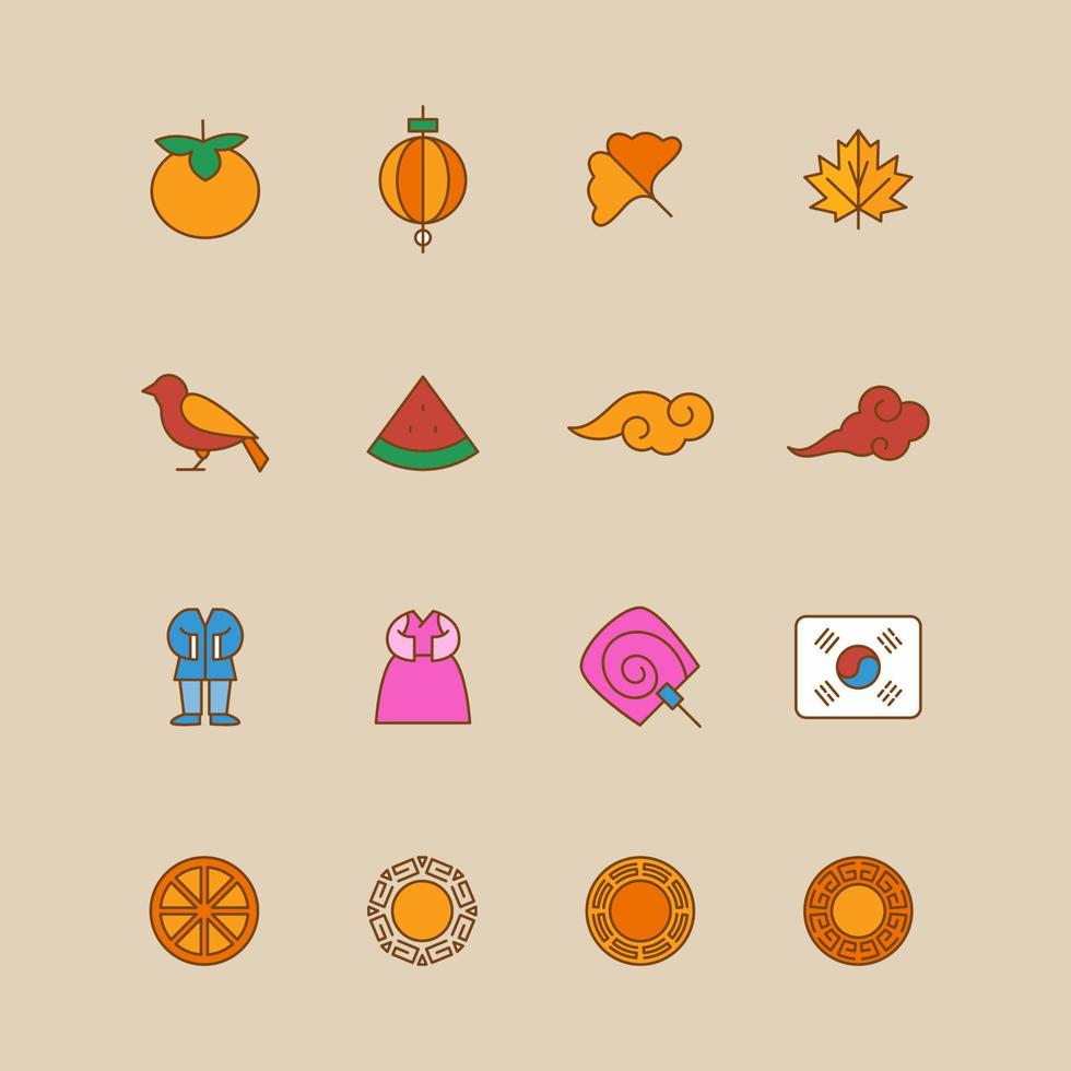 Chuseok Icon Collection vector