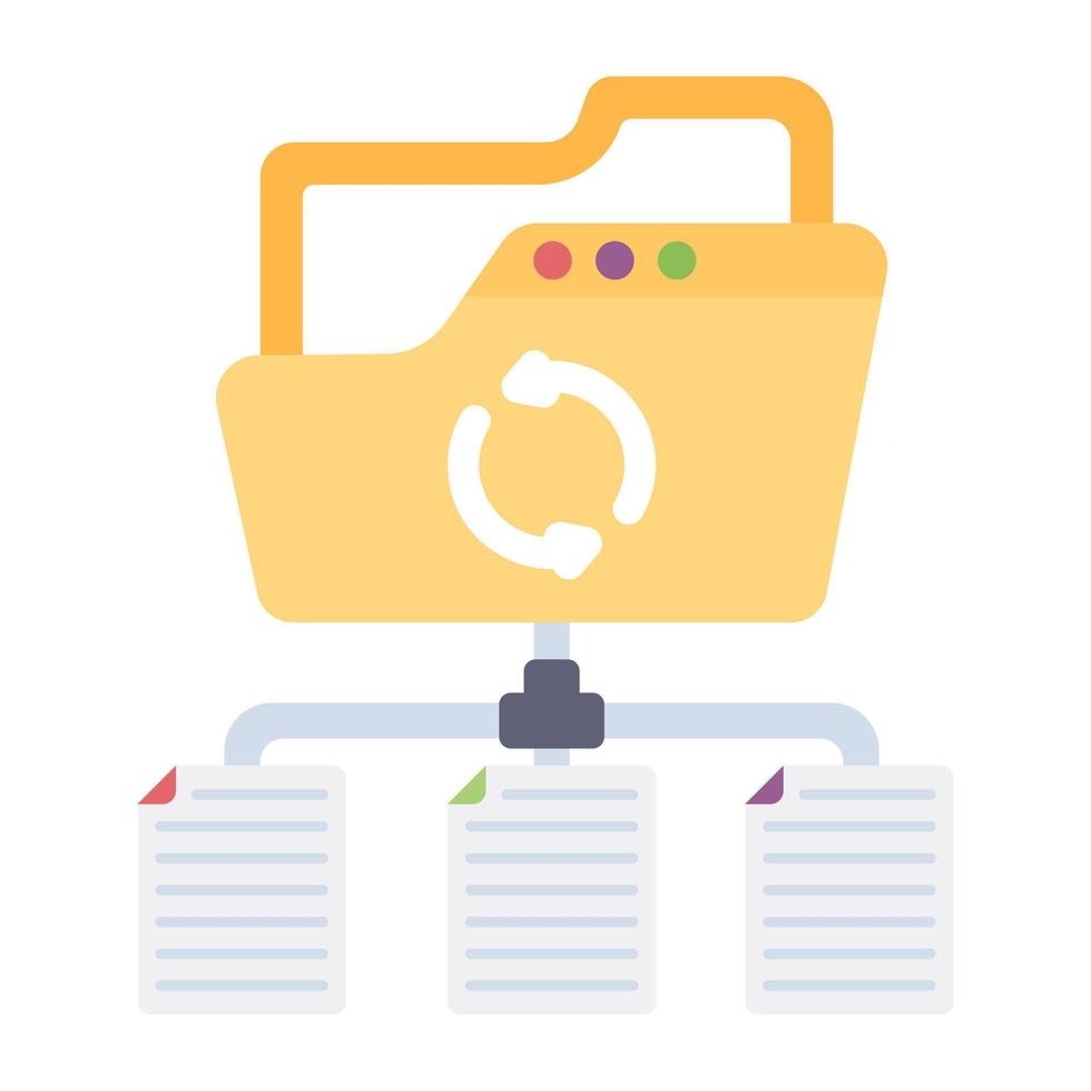 Flat design icon of folder network vector