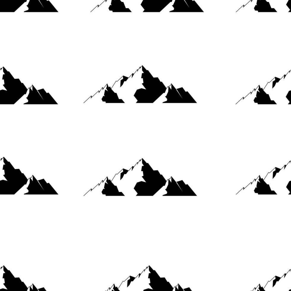 black and white alaska mountain seamless pattern vector
