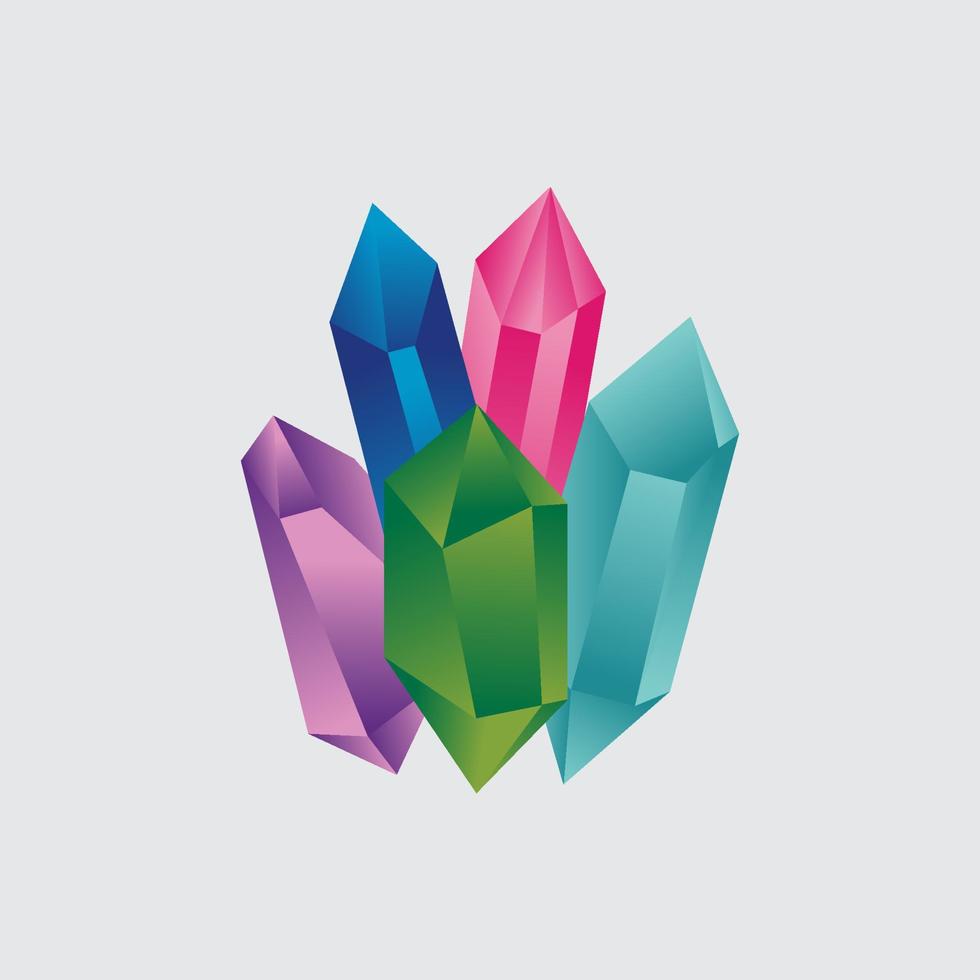 Ilustración de vector de logotipo de piedra de cristal colorido