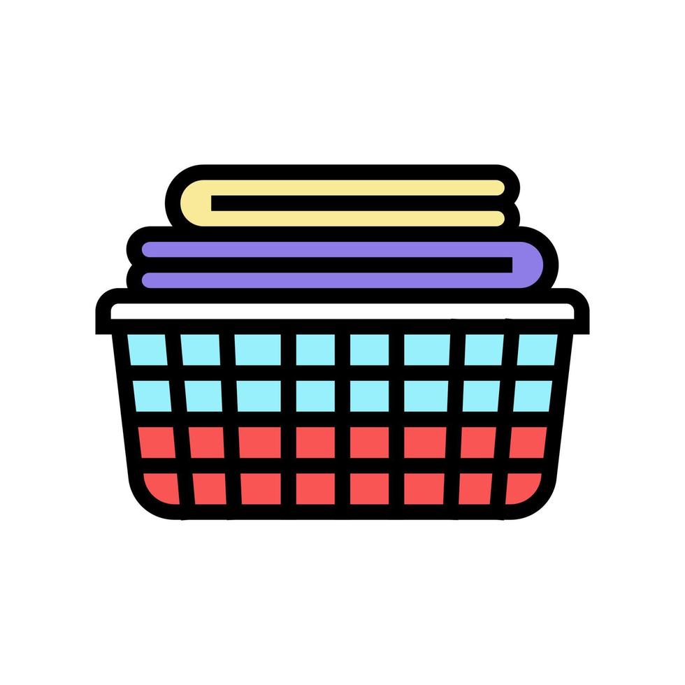 washed clean fabric clothes in basket color icon vector illustration