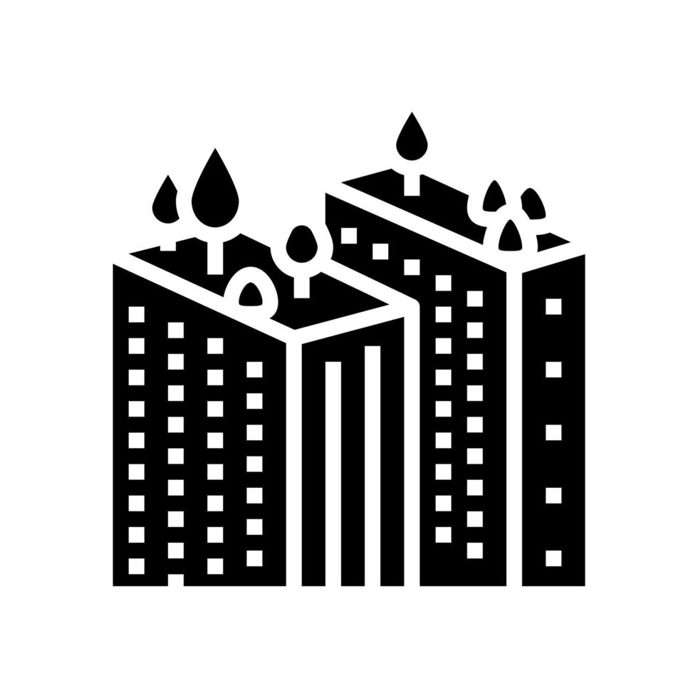 tree gardening on skyscraper roof glyph icon vector illustration