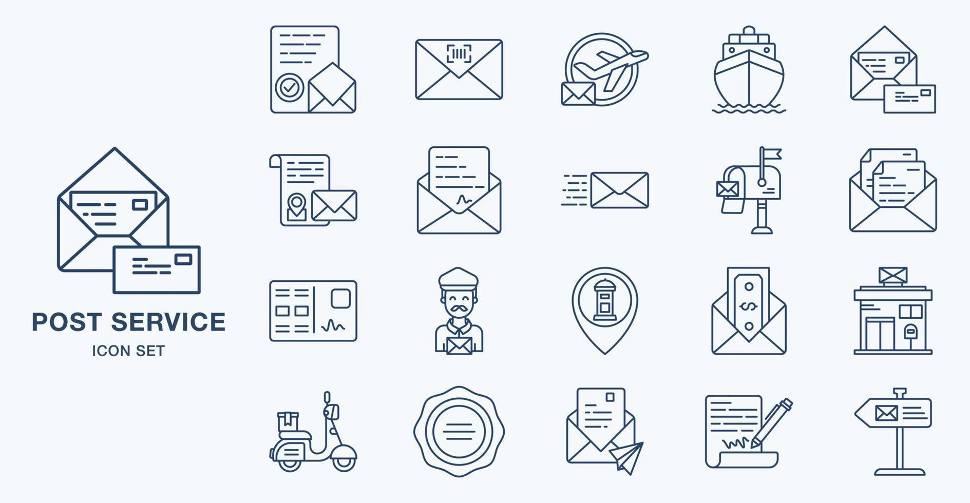 Postal Service icon set vector