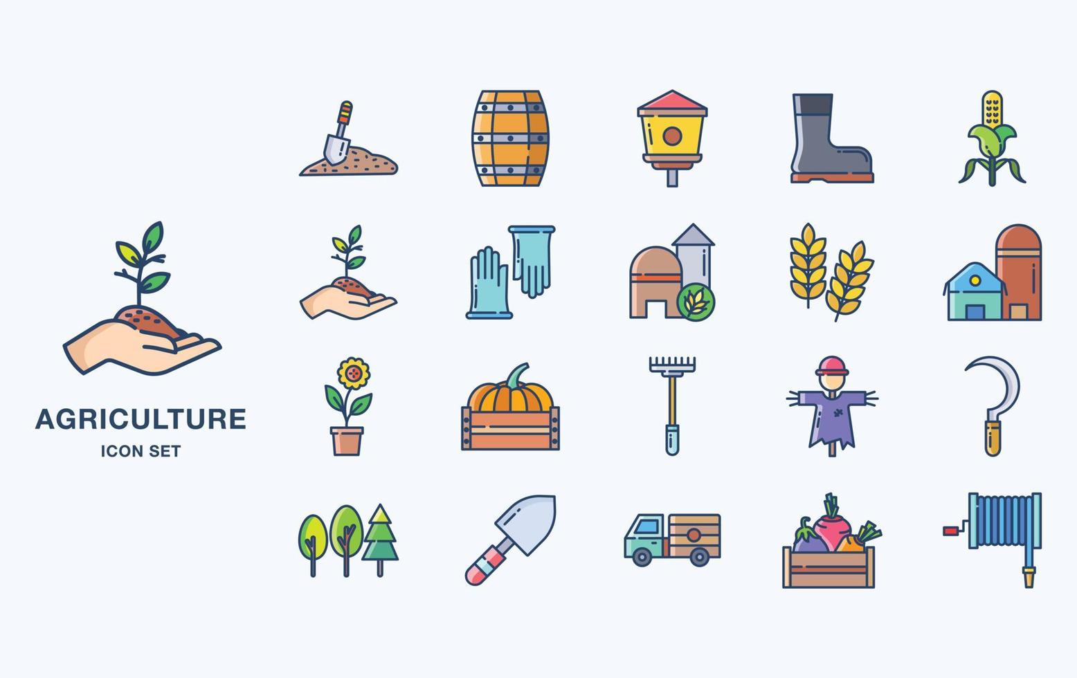 Agriculture and farming icon set vector