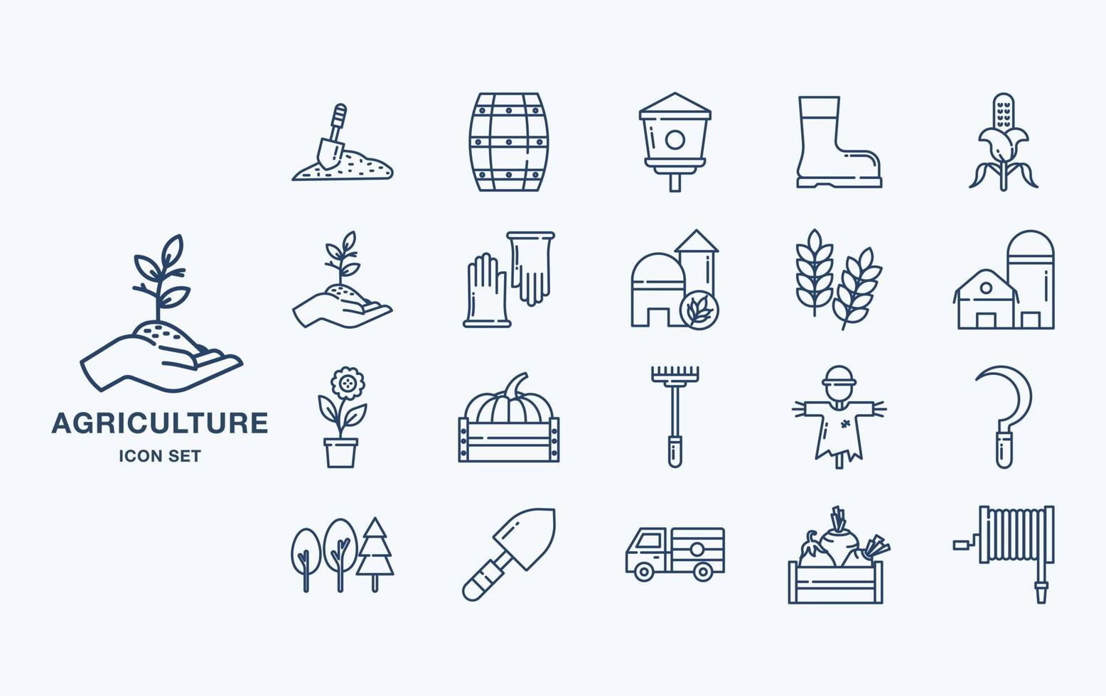 Agriculture and farming icon set vector