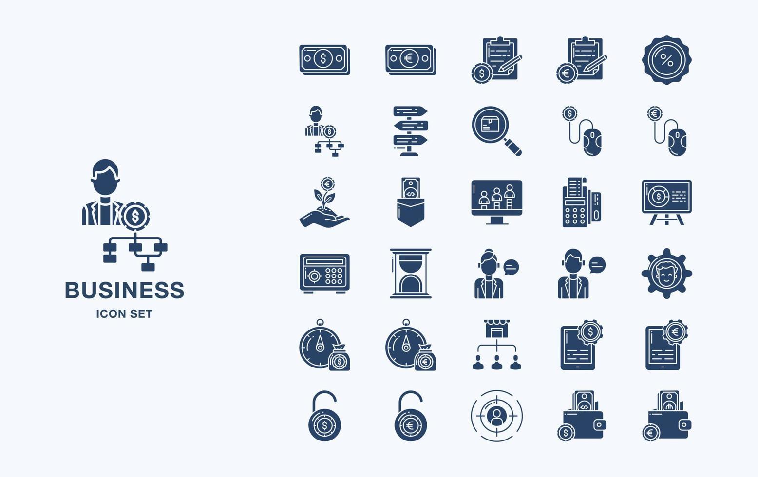 conjunto de iconos de vector de negocios y finanzas
