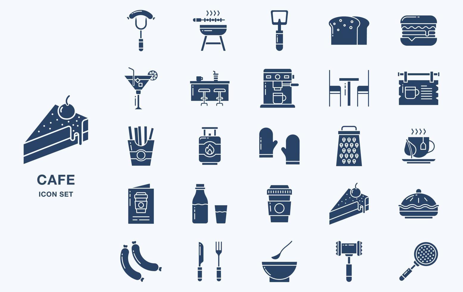 Set of Cafe and restaurant vector icon