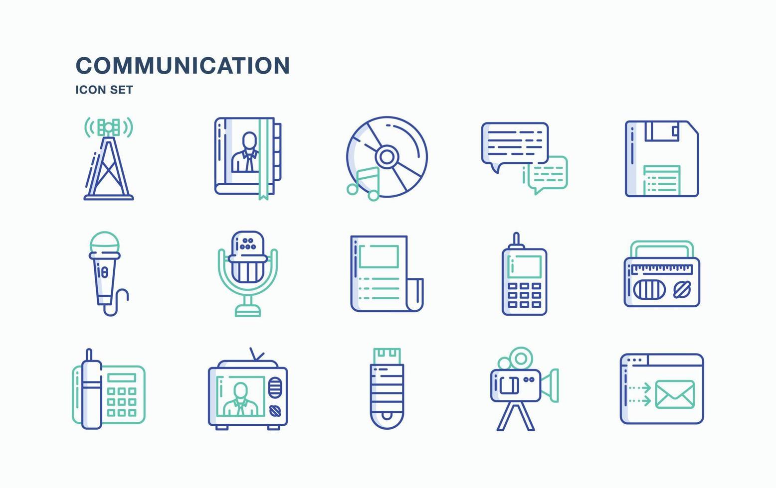 conjunto de iconos de comunicación y tecnología vector