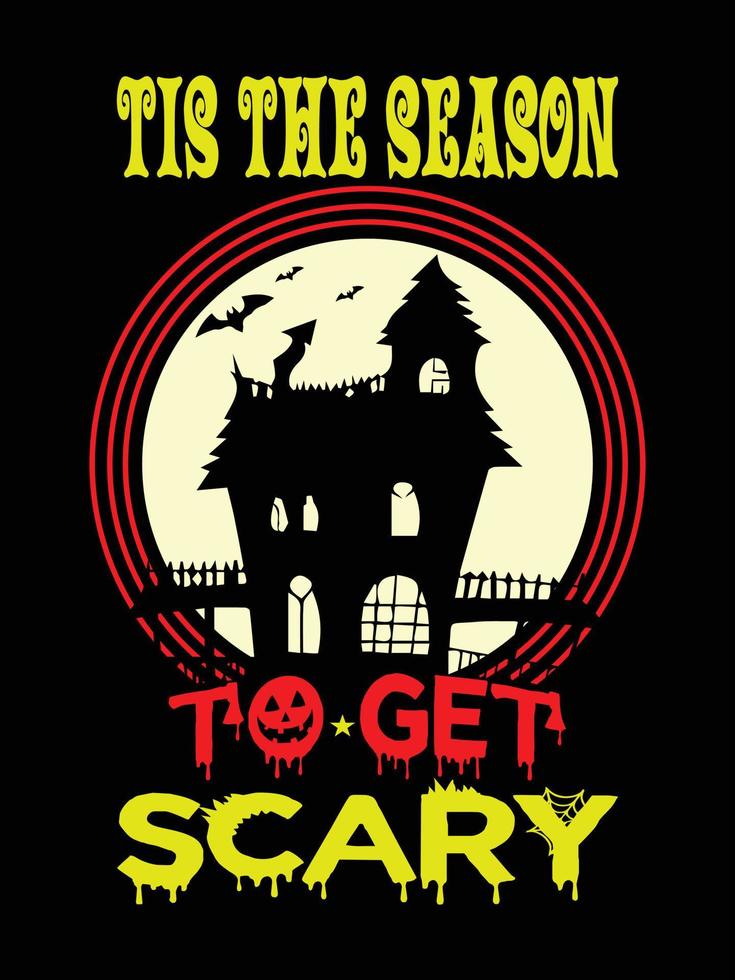 Halloween horror vintage t-shirt design, scary print template vector graphics, high-quality typography illustration shirt design