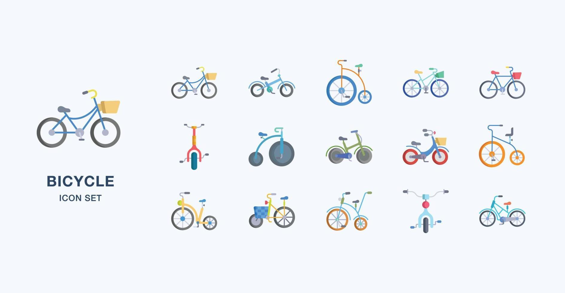 Bicycle flat icon set vector