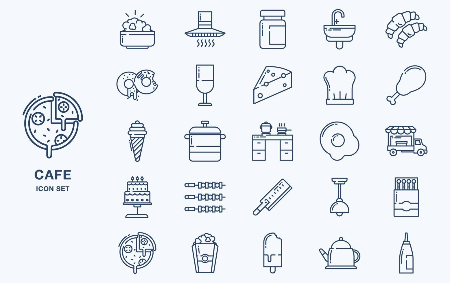 Set of Cafe and restaurant vector icon