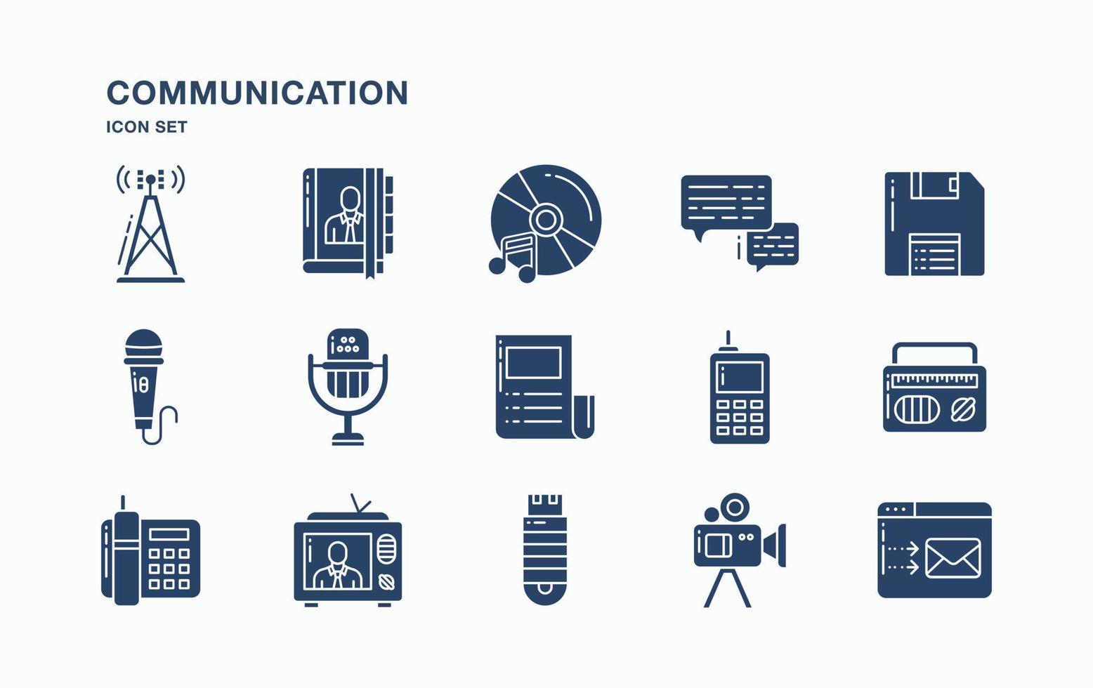 conjunto de iconos de comunicación y tecnología vector