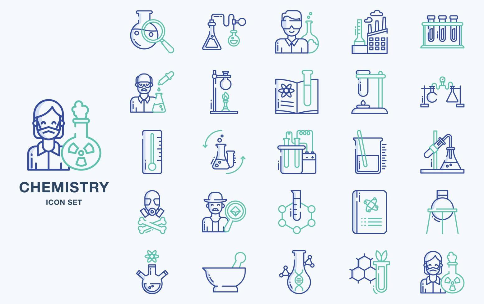 Set of Chemistry and experiment vector icons