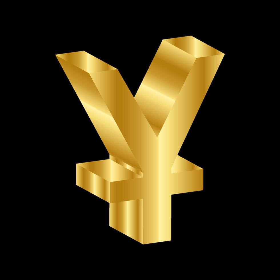gold 3D luxury yuan currency symbol vector