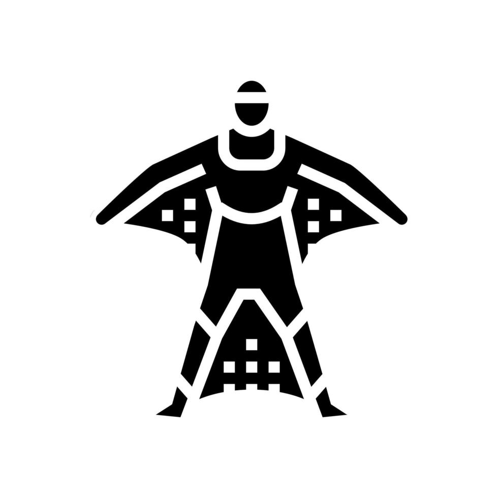 wingsuit flight sport man glyph icon vector illustration