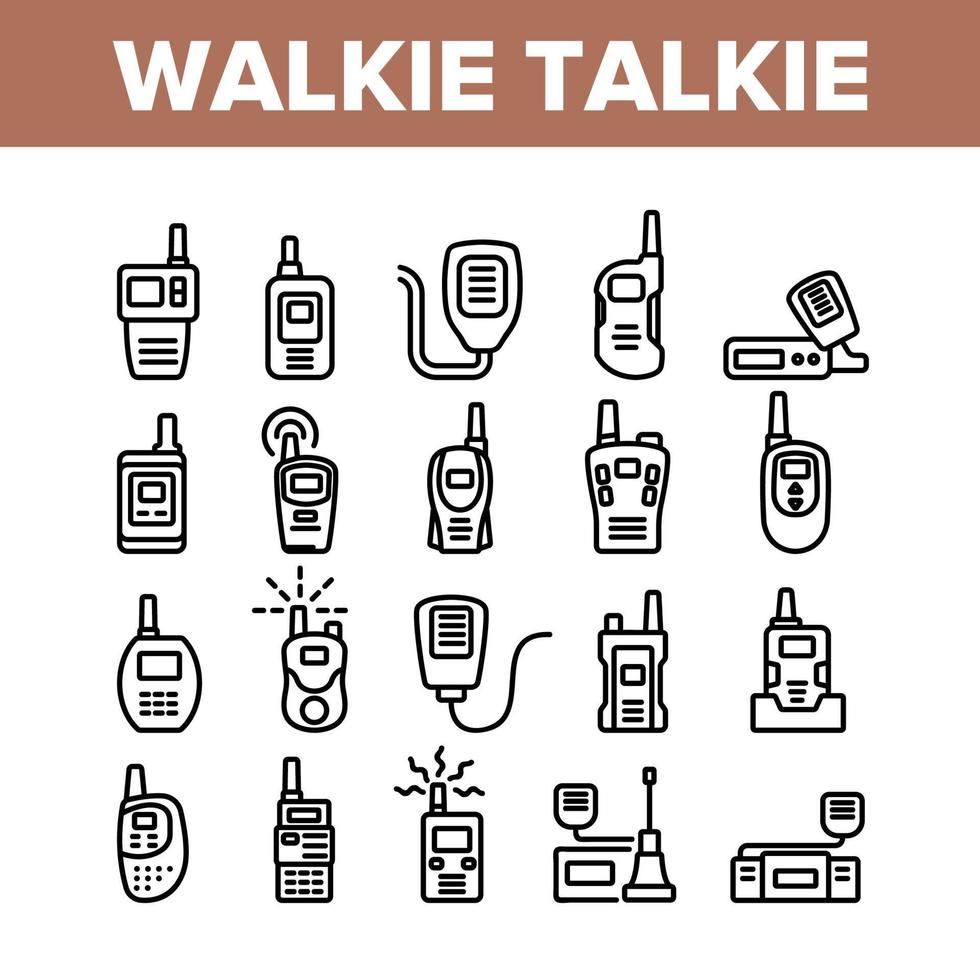 conjunto de iconos de colección de dispositivos walkie talkie vector