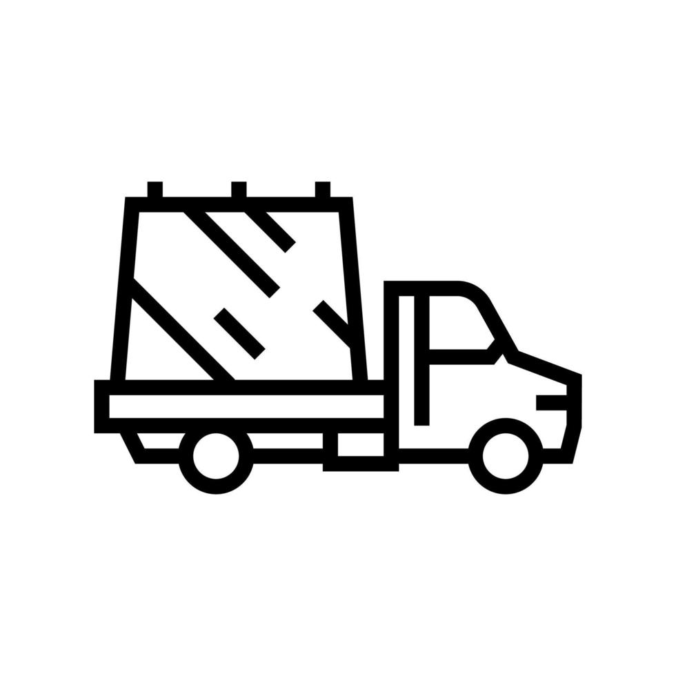 transporte de vidrio en la ilustración de vector de icono de línea de camión