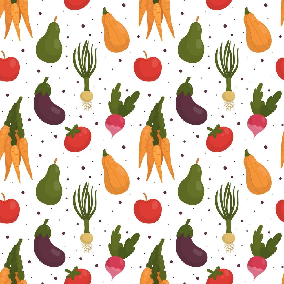 Vector pattern with vegetables and fruits