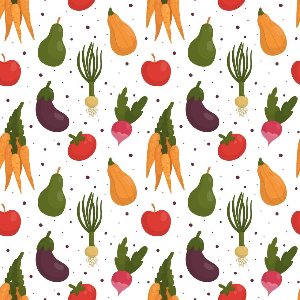 Vector pattern with vegetables and fruits