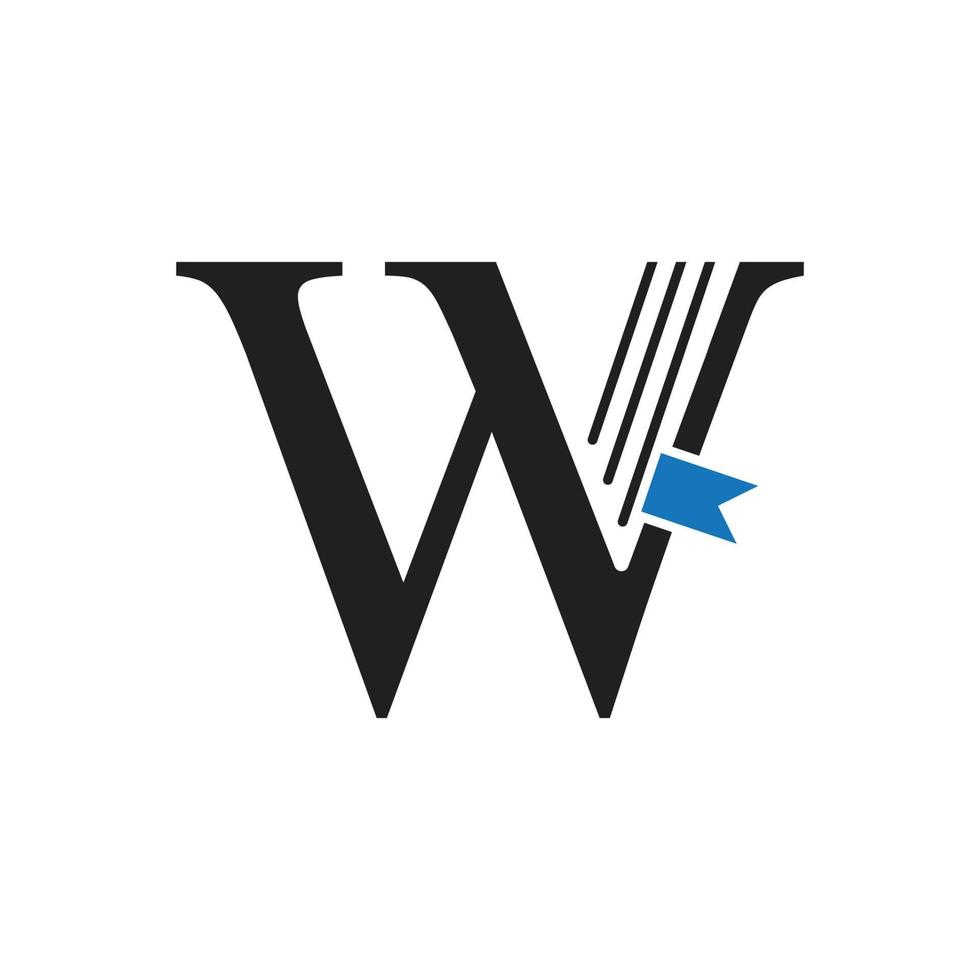plantilla de vector de logotipo de libro de letra w