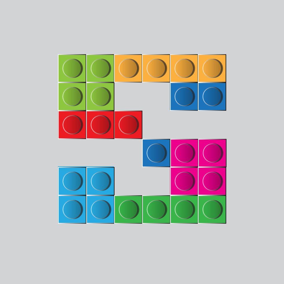 colorful game block brick toys font typeface letter A vector