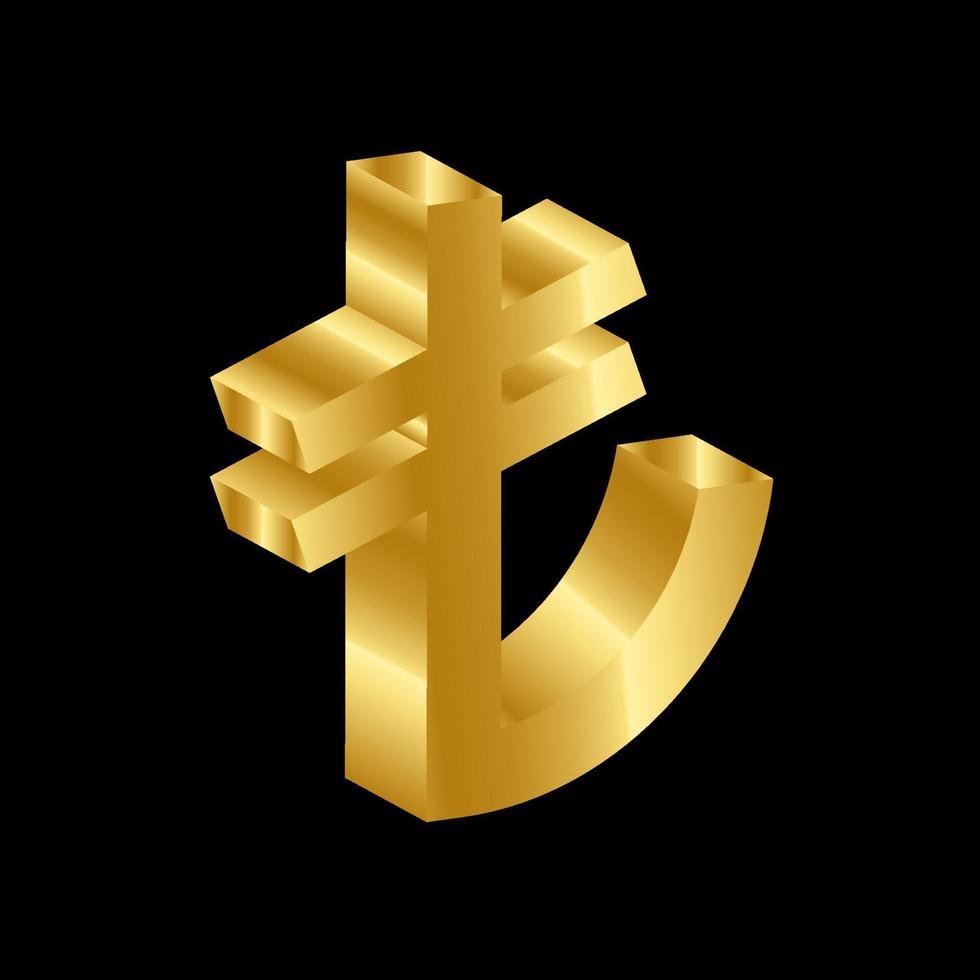 gold 3D luxury lira currency symbol vector