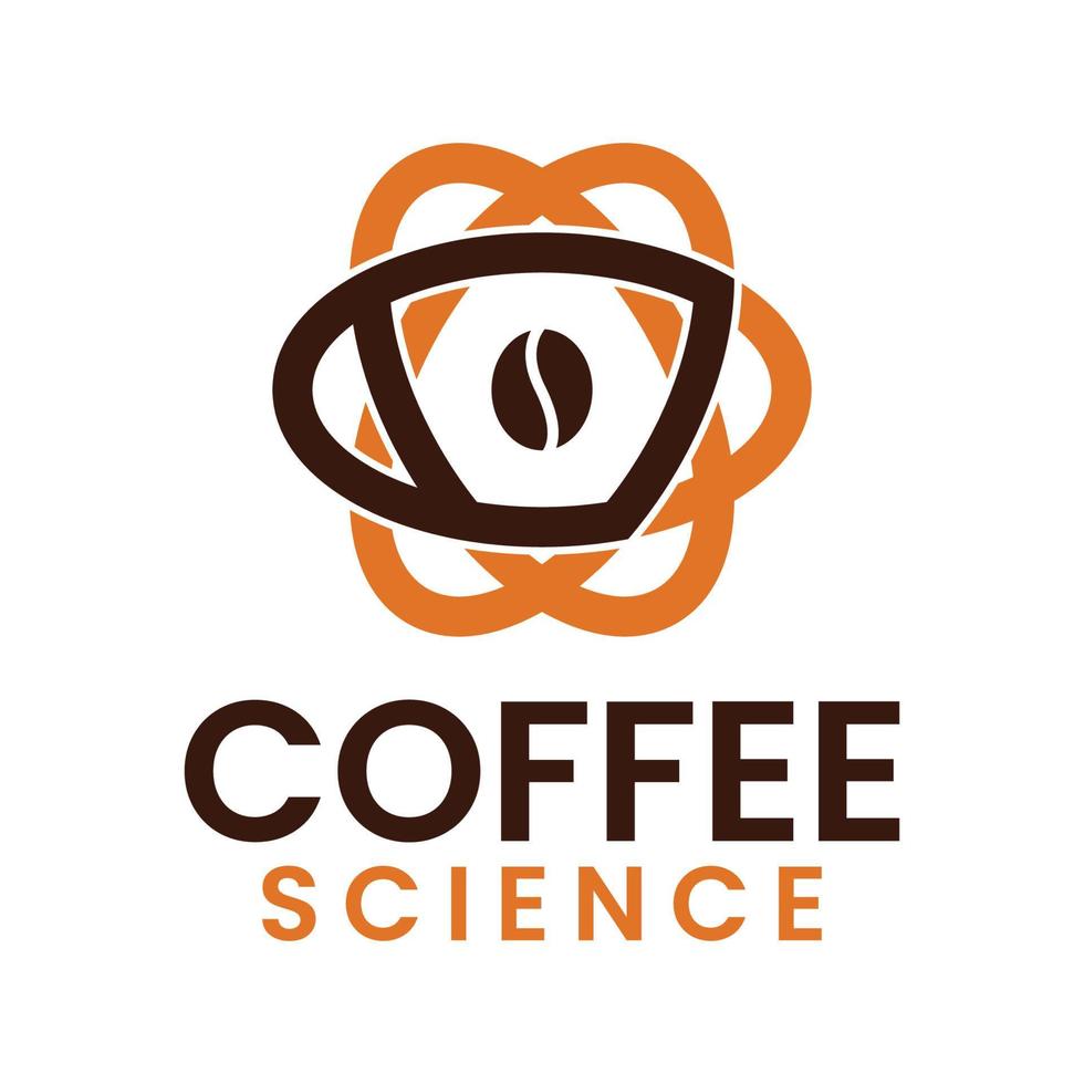 coffee science logo template with cup and atom symbol vector