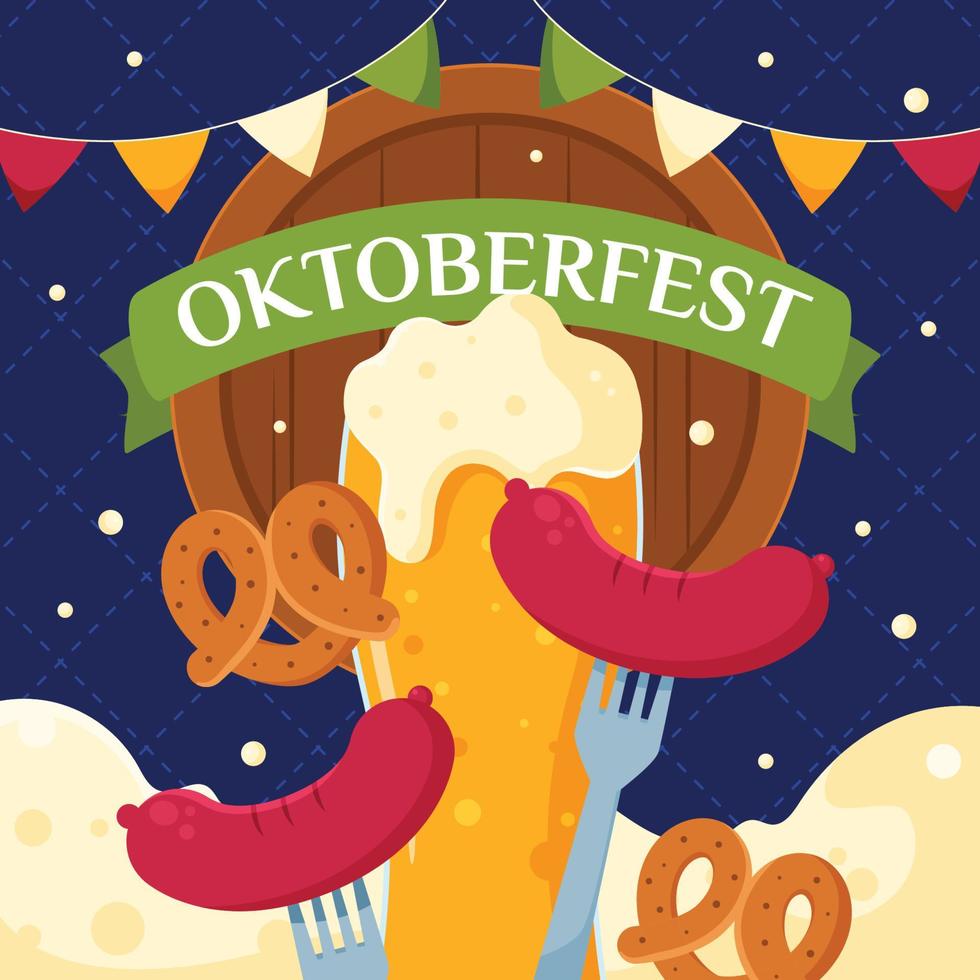 Flat Oktoberfest Illustration vector