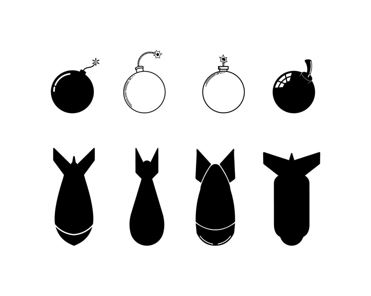 Set of Bomb in Silhouette vector