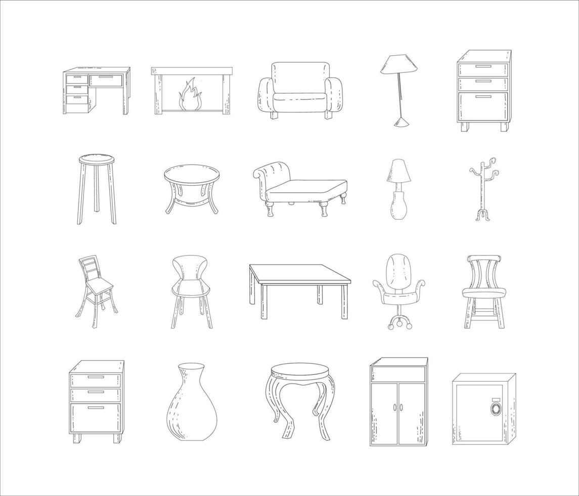 Collection of Decoration House Furniture vector