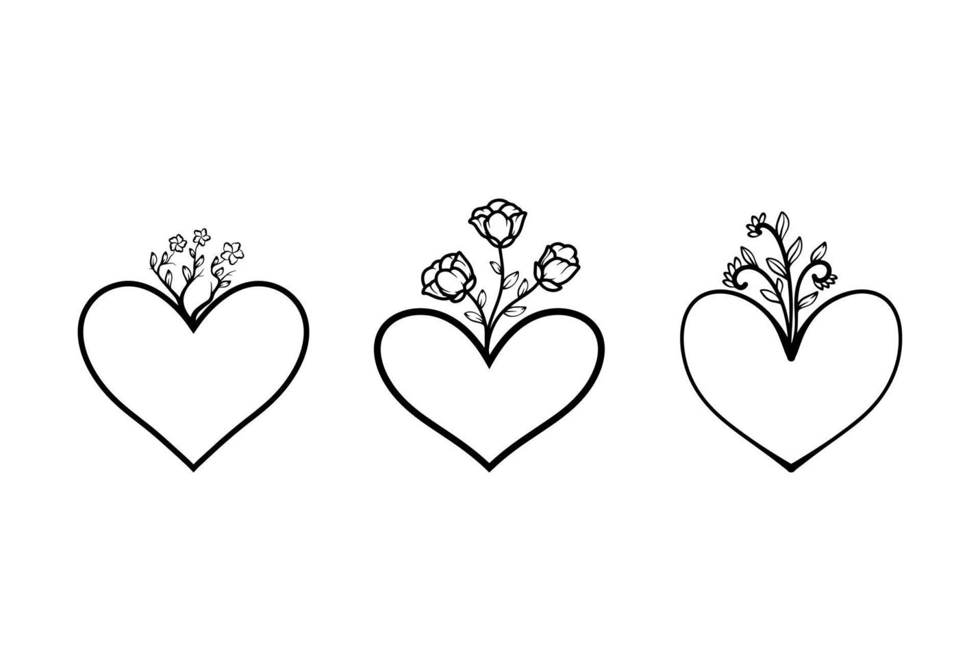 Illustration Set of Heart Floral Element vector